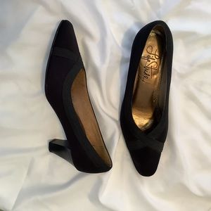 Black fabric material shoes